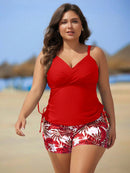 Tankini Feminino de 2 Peças com Alças Finas e Short - Melinda. Plus Size
