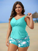 Tankini Feminino de 2 Peças com Alças Finas e Short - Melinda. Plus Size