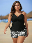 Tankini Feminino de 2 Peças com Alças Finas e Short - Melinda. Plus Size