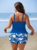 Tankini Feminino de 2 Peças com Alças Finas e Short - Melinda. Plus Size