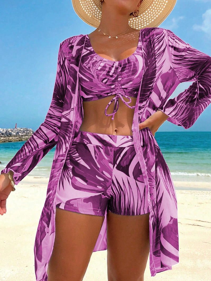 Tankini Feminino de 3 Peças com Amarração na Frente - Yasminie