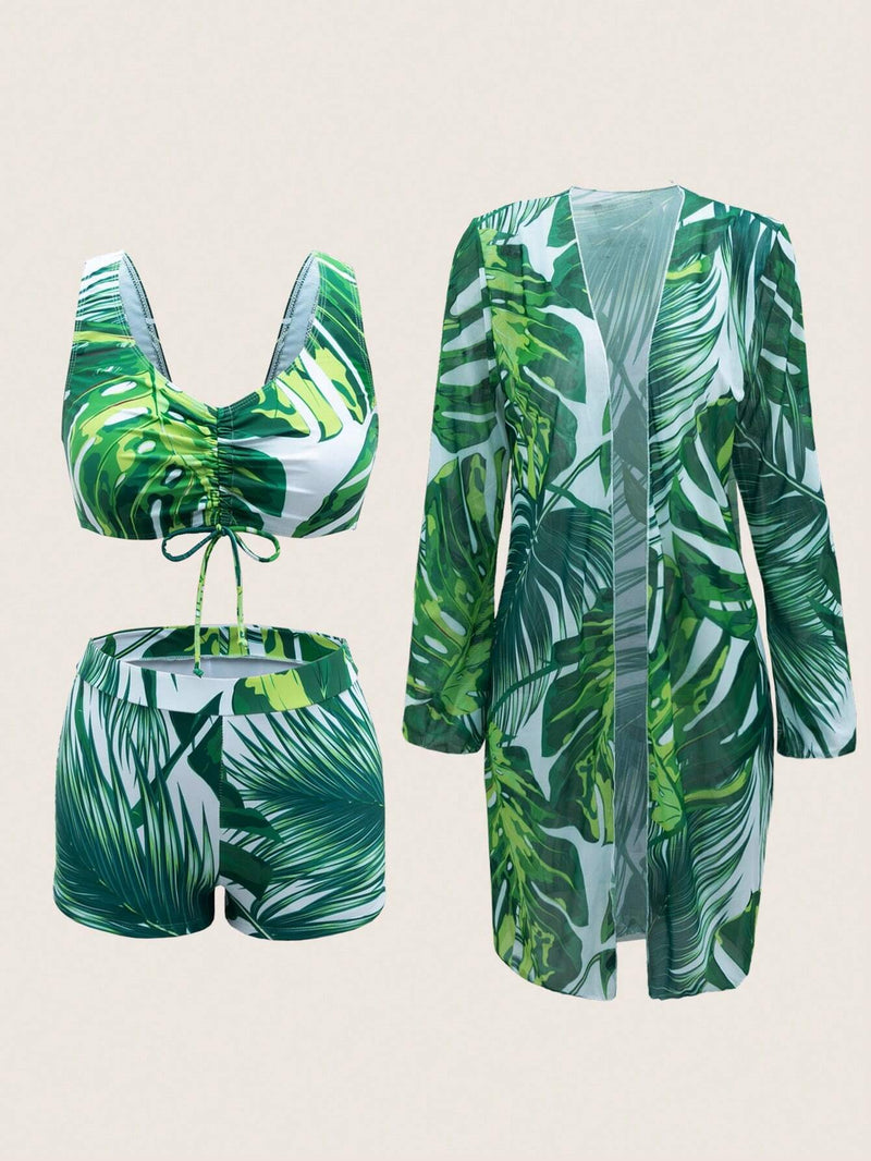Tankini Feminino de 3 Peças com Amarração na Frente - Yasminie