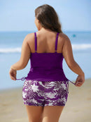 Tankini Feminino de 2 Peças com Alças Finas e Short - Melinda. Plus Size