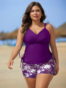 Tankini Feminino de 2 Peças com Alças Finas e Short - Melinda. Plus Size