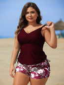 Tankini Feminino de 2 Peças com Alças Finas e Short - Melinda. Plus Size