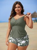 Tankini Feminino de 2 Peças com Alças Finas e Short - Melinda. Plus Size