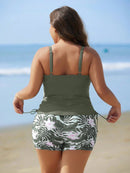 Tankini Feminino de 2 Peças com Alças Finas e Short - Melinda. Plus Size