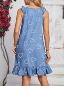 Vestido feminino casual tipo jeans sem manga e gola redonda Emilia.