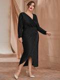 Vestido Feminino Elegante com Decote V Aruba. Plus Size