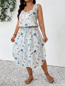 Vestido Feminino Havaiano comprimento Midi - Esme. Plus Size