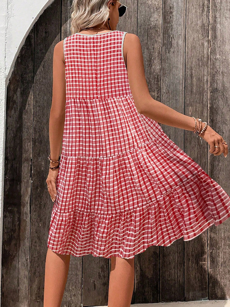 Vestido Feminino Sem Mangas e Barra com Babado - Ana Sofia