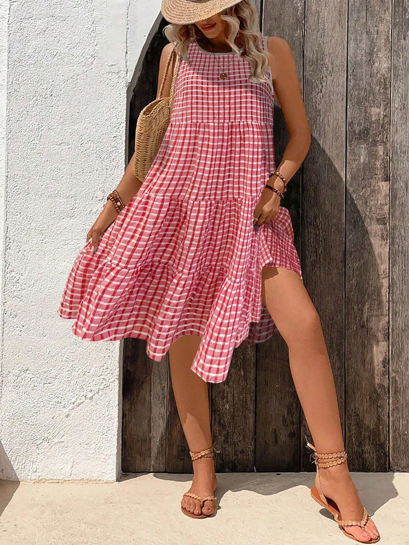 Vestido Feminino Sem Mangas e Barra com Babado - Ana Sofia