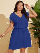 Vestido Feminino de Praia Com Cordão na Cintura - Alana. Plus Size