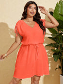 Vestido Feminino de Praia Com Cordão na Cintura - Alana. Plus Size