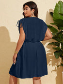 Vestido Feminino de Praia Com Cordão na Cintura - Alana. Plus Size