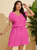 Vestido Feminino de Praia Com Cordão na Cintura - Alana. Plus Size