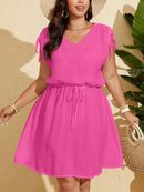 Vestido Feminino de Praia Com Cordão na Cintura - Alana. Plus Size