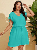 Vestido Feminino de Praia Com Cordão na Cintura - Alana. Plus Size