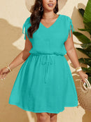 Vestido Feminino de Praia Com Cordão na Cintura - Alana. Plus Size