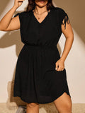 Vestido Feminino de Praia Com Cordão na Cintura - Alana. Plus Size