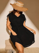 Vestido Feminino de Praia Com Cordão na Cintura - Alana. Plus Size