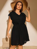 Vestido Feminino de Praia Com Cordão na Cintura - Alana. Plus Size