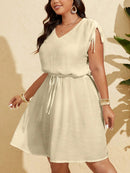 Vestido Feminino de Praia Com Cordão na Cintura - Alana. Plus Size