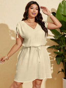 Vestido Feminino de Praia Com Cordão na Cintura - Alana. Plus Size