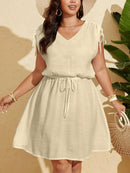 Vestido Feminino de Praia Com Cordão na Cintura - Alana. Plus Size