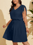 Vestido Feminino de Praia Com Cordão na Cintura - Alana. Plus Size