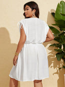Vestido Feminino de Praia Com Cordão na Cintura - Alana. Plus Size
