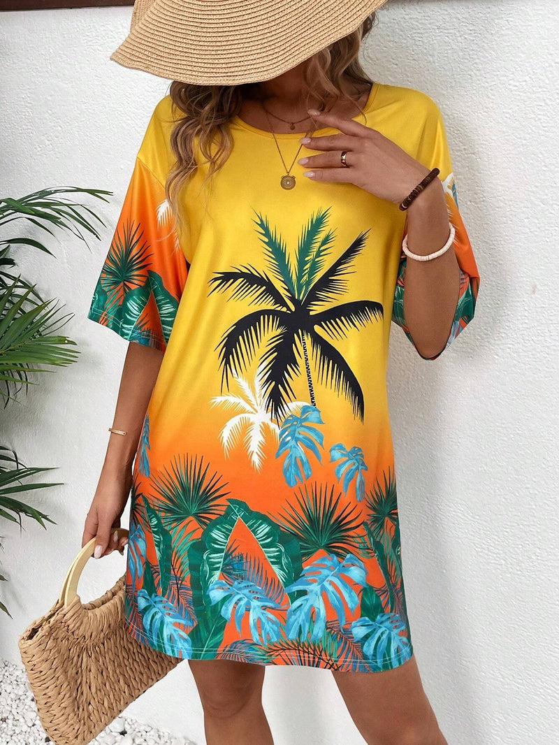 Vestido Feminino de manga curta solto - Virna