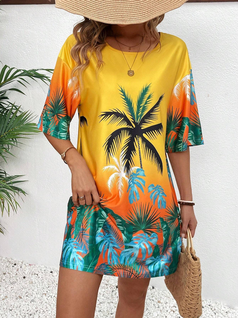 Vestido Feminino de manga curta solto - Virna