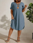 Vestido Feminino com Textura Leve e Manga Morcego - Eleonora. Plus Size