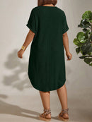 Vestido Feminino com Textura Leve e Manga Morcego - Eleonora. Plus Size