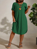 Vestido Feminino com Textura Leve e Manga Morcego - Eleonora. Plus Size