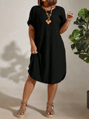 Vestido Feminino com Textura Leve e Manga Morcego - Eleonora. Plus Size