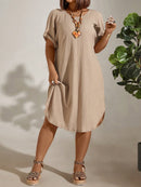 Vestido Feminino com Textura Leve e Manga Morcego - Eleonora. Plus Size