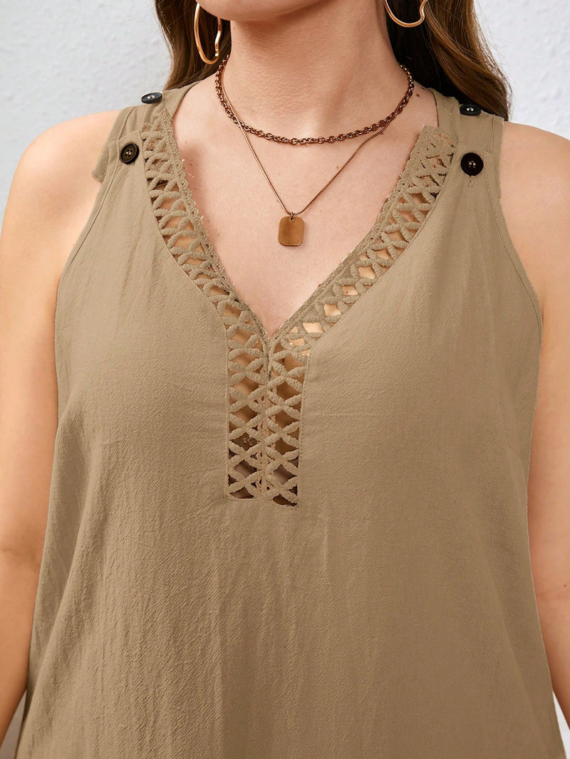 Vestido Feminino de Algodão com Bordado Vazado - Michele. Plus Size