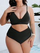 Biquini Feminino enrugado Cintura Alta Bellabel Plus Size