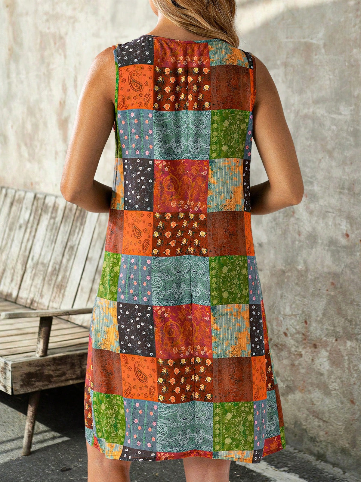 Vestido Feminino Com Estampa Retalho Ammy
