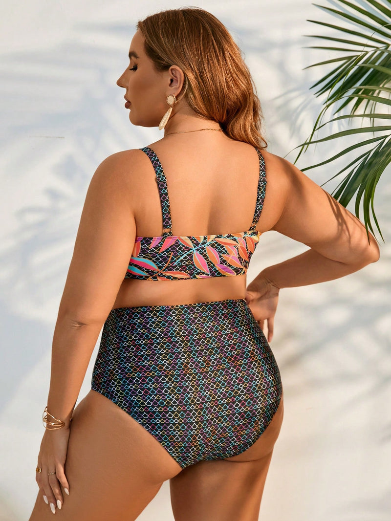 Tankini feminino cintura alta estampado Joice. Plus Size