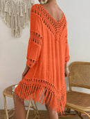 Saída de praia feminina com franja Leonela