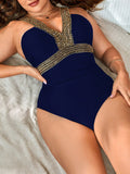 Maiô Feminino com detalhe dourado Lara Plus Size