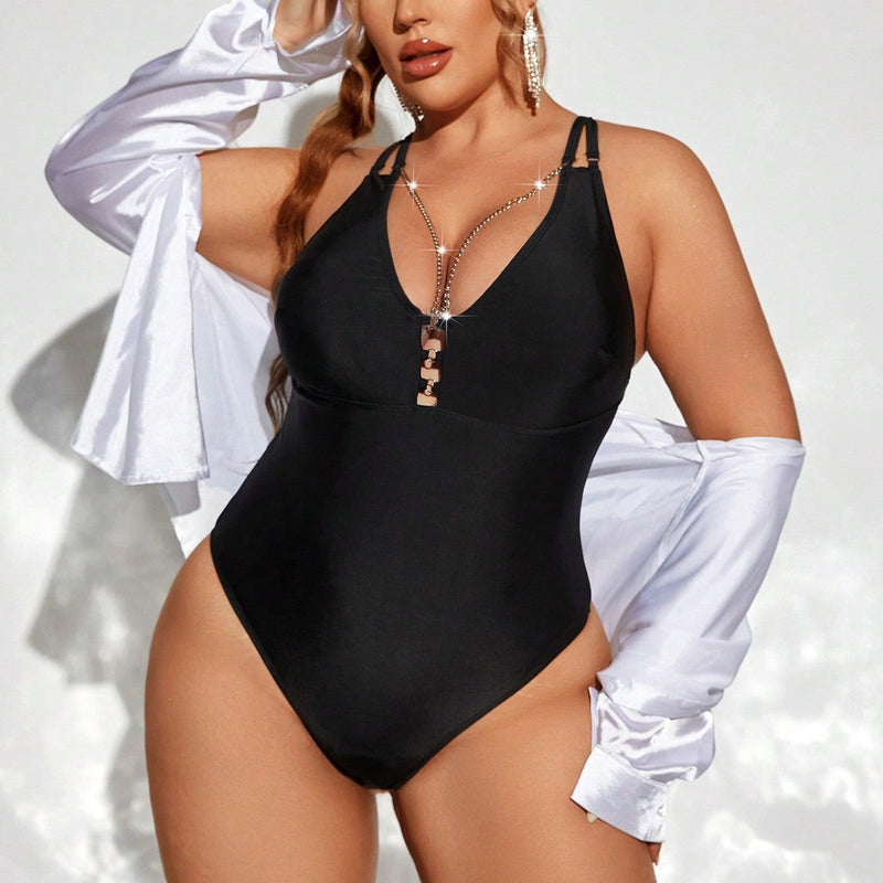 Maiô Feminino Decote Profundo Emily Plus Size