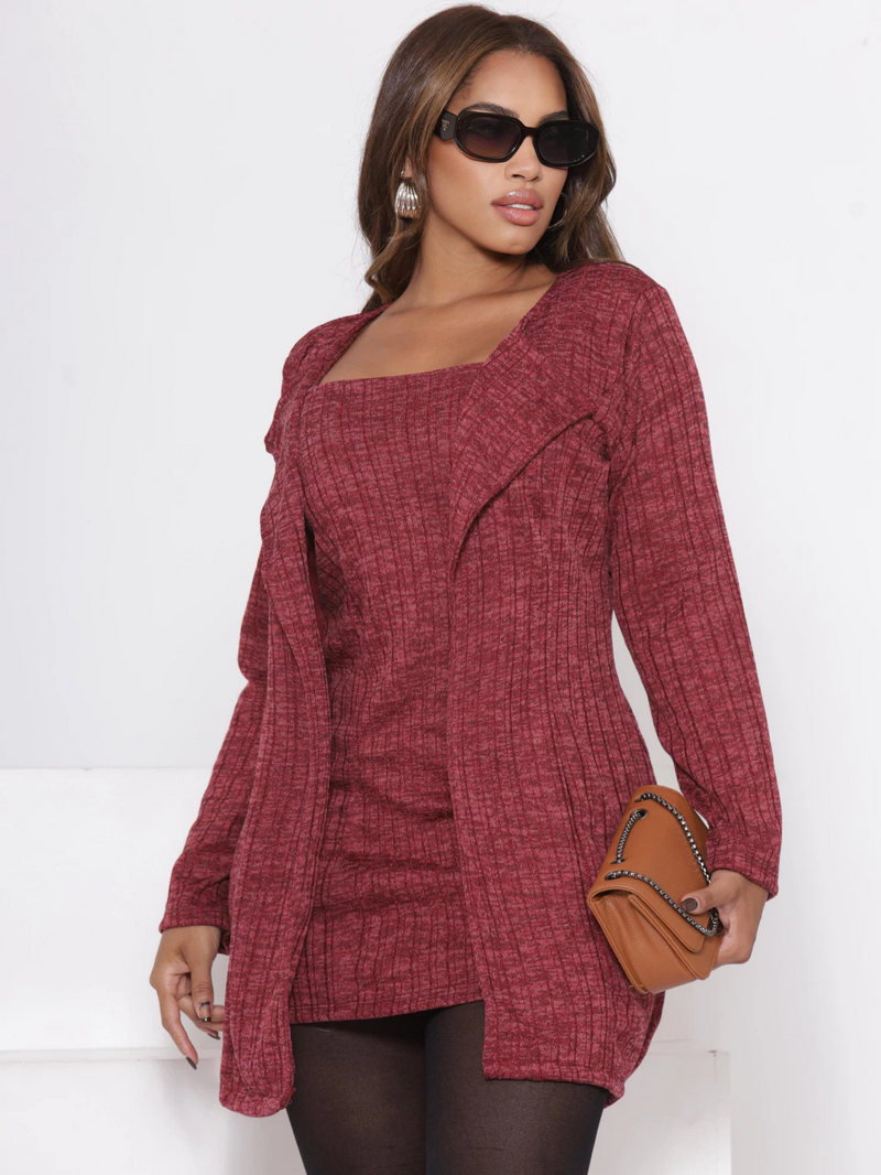 Conjunto Feminino Vestido Curto e Cardigan Tessy