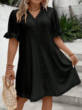 Vestido Feminino bordado gola V Essence. Plus size