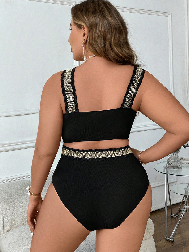 Biquini Feminino cintura alta com cordão Diamante. Plus Size