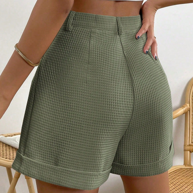 Short Feminino Texturizado Detalhes Dobrado Anahi