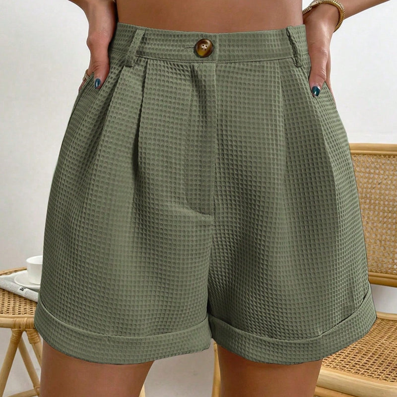 Short Feminino Texturizado Detalhes Dobrado Anahi